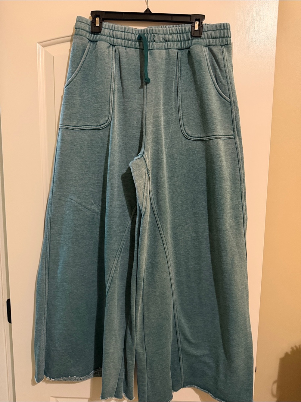 Wide-Leg Lounge Pants in green with Drawstring Waist